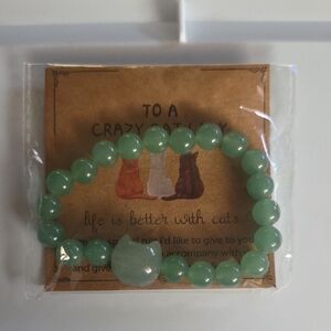Cat Lady Green Beaded Bracelet